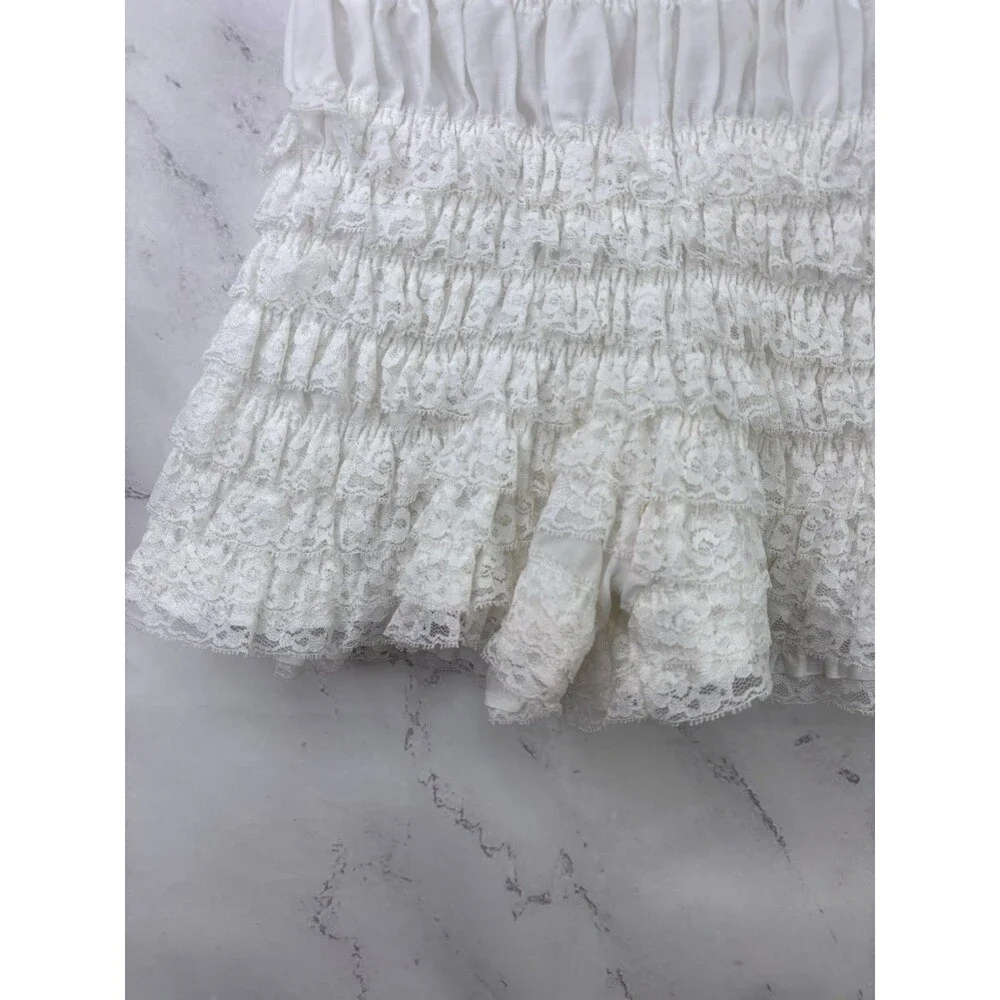 Vintage 60s Ruffled Bloomers kawaii White Pettipants M Coquette Poofy Ruffle - Picture 6 of 16